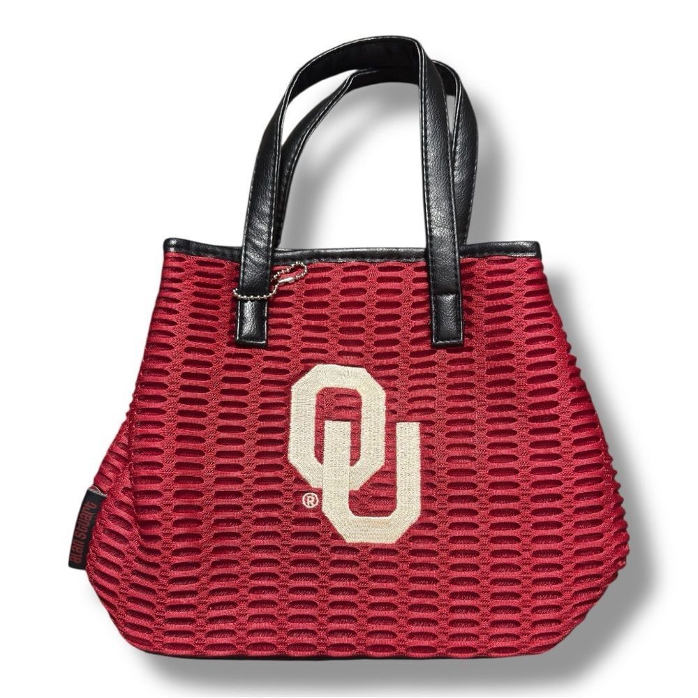NWOT University of Oklahoma Sooners Red Textured Tote Bag Sz M